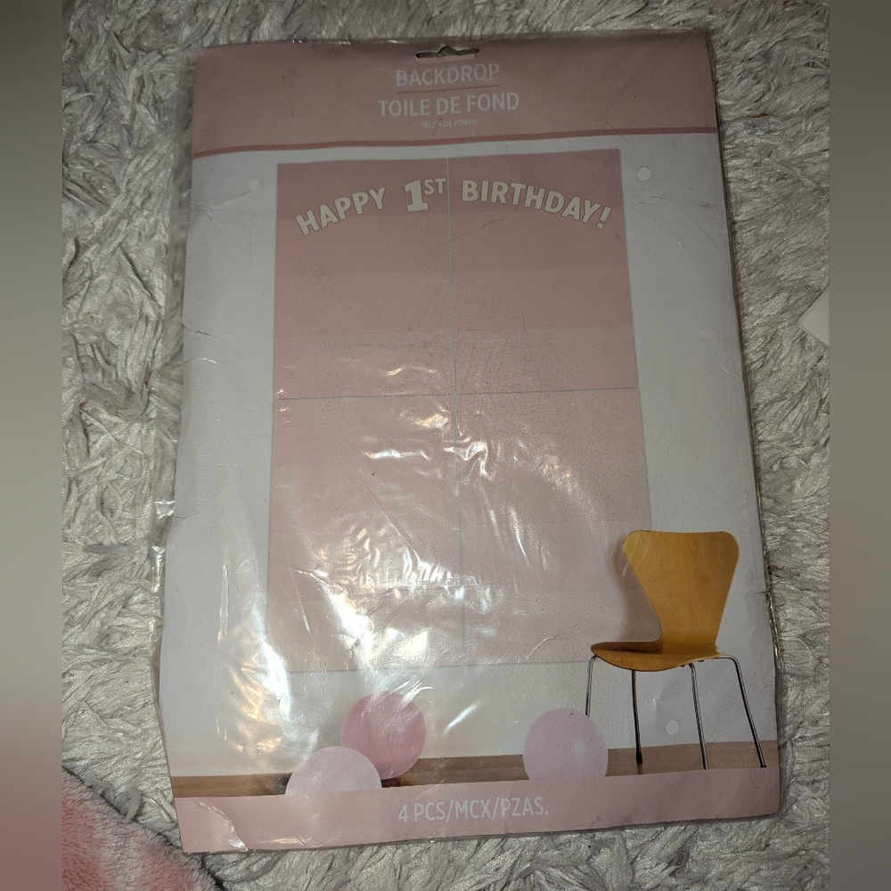 Happy 1st Birthday Pink Backdrop